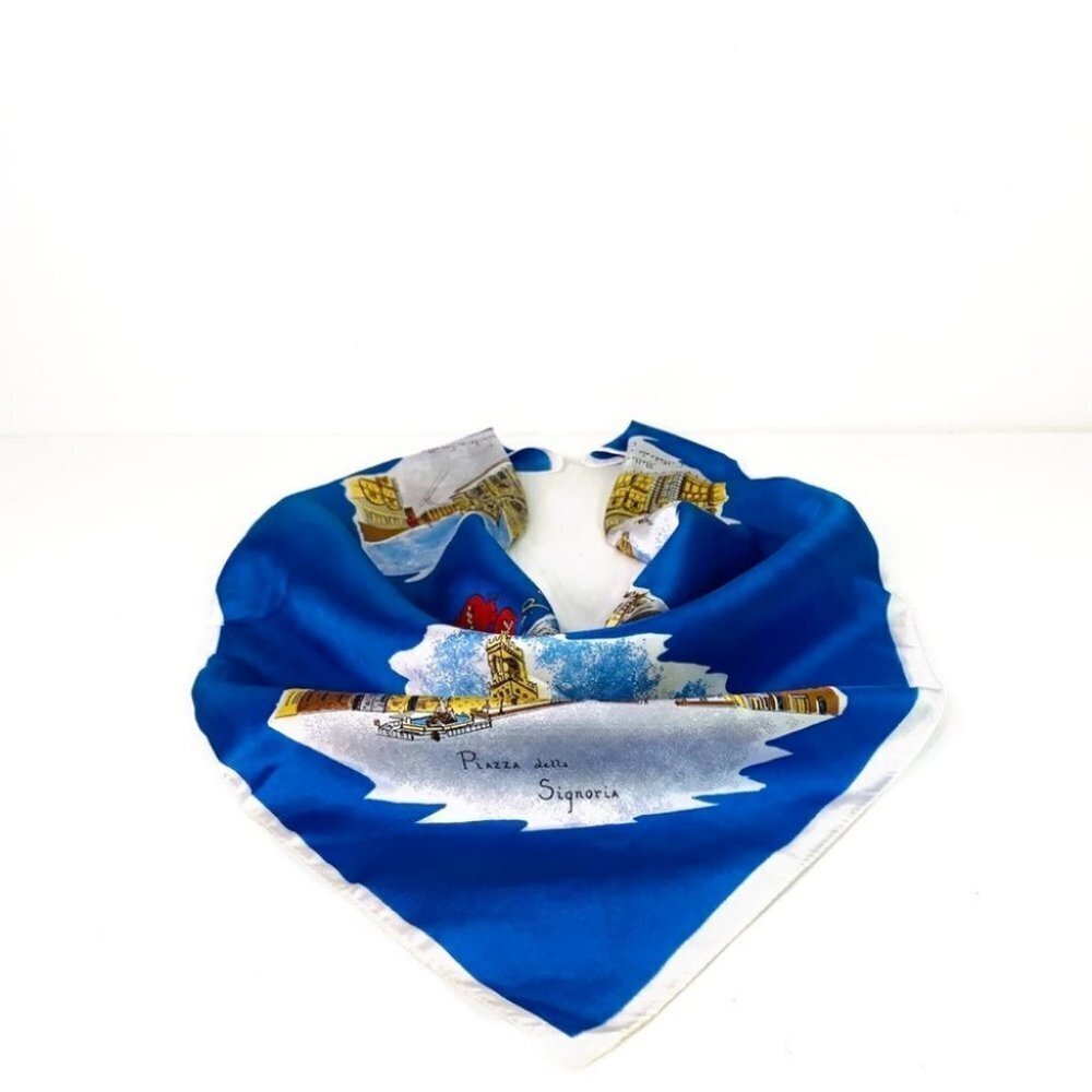 Ricardo Di Firenze blue square women summer spring  scarf - Picture 5 of 16